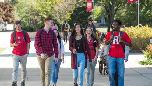students walking on campus