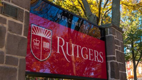 Rutgers sign with with the shield