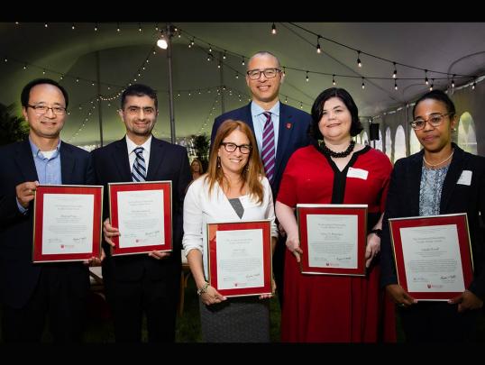 Zhiping Pang, Mehdi Javanmard, Erin Vogel, President Holloway, Grace D. Brannigan, and Ashaki Rouff